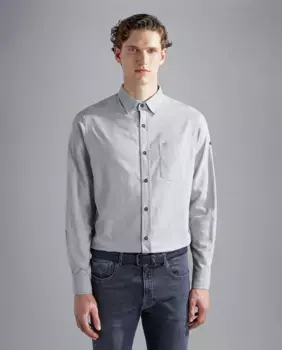 Однотонная мужская рубашка с нагрудным карманом Paul & Shark, серый