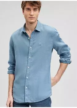 Однотонная мужская рубашка Slim Fit M021190-70877_ЛИННАЯ РУБАШКА Mavi