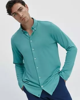 Однотонная мужская рубашка стандартного кроя морской волны Sepiia, зеленый