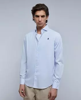 Однотонная мужская рубашка стандартного кроя темно-синего цвета Scalpers