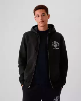 Однотонная мужская толстовка на молнии с капюшоном и логотипом бренда Gap, черный