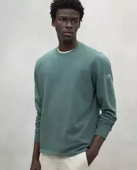 Однотонная мужская толстовка с круглым вырезом и резинкой на манжетах Ecoalf, зеленый