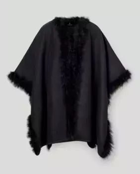 Однотонная накидка с перьями на воротнике Latouche, черный