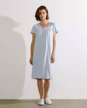 Однотонная ночная рубашка с кружевной планкой на нагруднике nfasis, синий