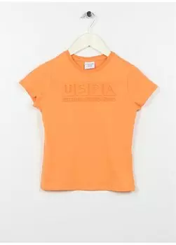 Однотонная оранжевая футболка для мальчика MEXIKAKIDS U.S. Polo Assn., оранжевый