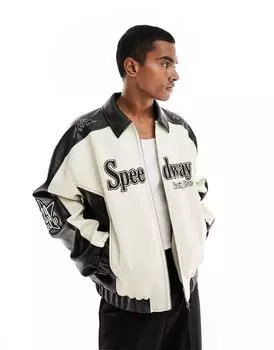 Однотонная оверсайз-куртка из искусственной кожи для мотокросса ASOS DESIGN