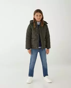 Однотонная парка для мальчика с капюшоном El Corte Ingls, зеленый