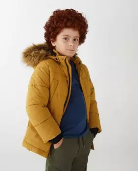 Однотонная парка для мальчика со съемным капюшоном El Corte Ingls, горчичный