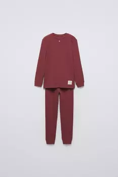 однотонная пижама henley ZARA, бордо