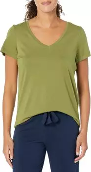 Однотонная пижама с короткими рукавами и V-образным вырезом HUE, цвет Loden