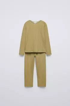 однотонная пижама с пуантелем ZARA, зеленый