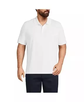 Однотонная поло Active Active с короткими рукавами для школьной формы Big & Tall Lands' End, белый