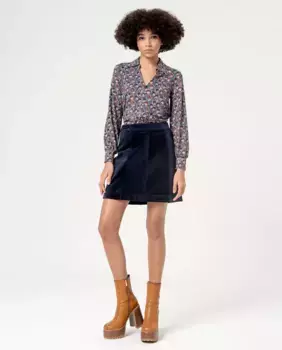 Однотонная расклешенная вельветовая юбка Surkana, темно-синий