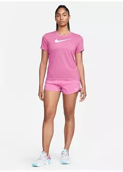 Однотонная розовая женская футболка с круглым вырезом Nike