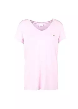 Однотонная розовая женская футболка с V-образным вырезом U.S. Polo Assn.