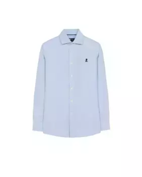 Однотонная рубашка для мальчика с длинными рукавами elPulpo, светло-голубой