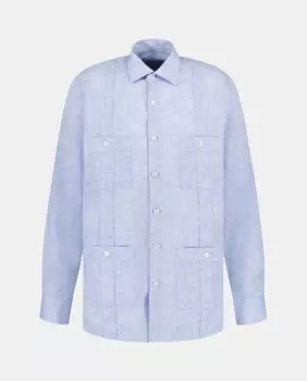 Однотонная рубашка гуаябера с длинными рукавами Emidio Tucci, синий