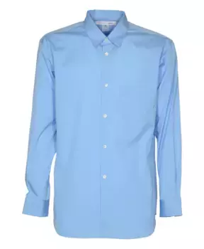 Однотонная рубашка из хлопкового поплина синего цвета Comme Des Garons, синий