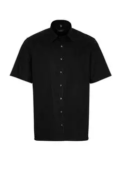 Однотонная рубашка из поплина с короткими рукавами COMFORT FIT ETERNA, черный