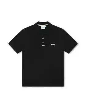 Однотонная рубашка-поло для мальчика с короткими рукавами BOSS Kidswear, черный