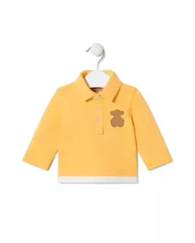 Однотонная рубашка-поло для мальчика с вышитым мишкой Tous, желтый