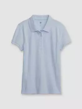 Однотонная рубашка-поло из пике Gap, цвет baby blue
