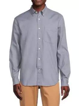 Однотонная рубашка с длинным рукавом Club Monaco, синий