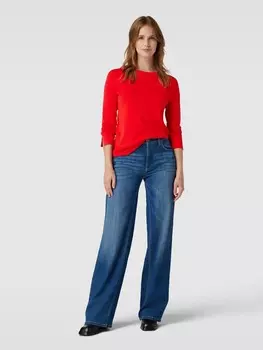 Однотонная рубашка с длинными рукавами и круглым вырезом Marc Cain, красный