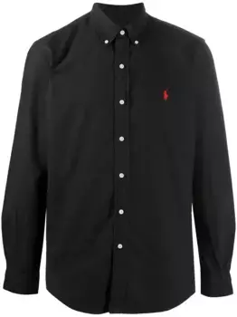 Однотонная рубашка с длинными рукавами POLO RALPH LAUREN, черный