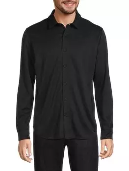 Однотонная рубашка Saks Fifth Avenue, черный