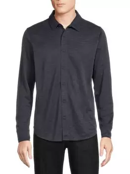 Однотонная рубашка Saks Fifth Avenue, темно-синий