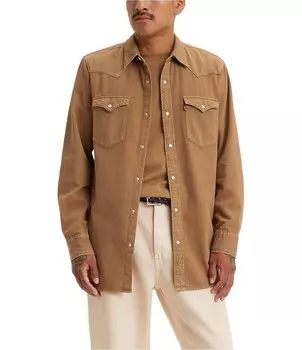 Однотонная рубашка в стиле вестерн Levi's Classic-Fit с острым воротником и длинными рукавами, бежевый