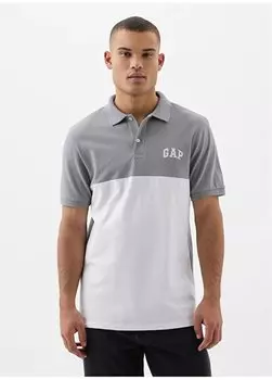 Однотонная серая мужская футболка-поло 868459 Gap, серый