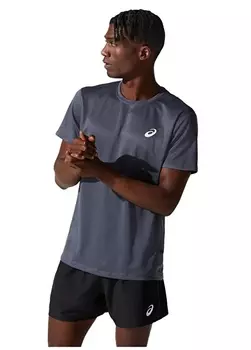 Однотонная серая мужская футболка с круглым вырезом Asics