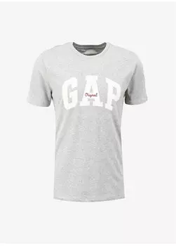 Однотонная серая мужская футболка с круглым вырезом 471777 Gap, серый