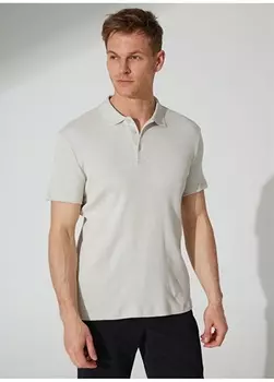 Однотонная серая мужская футболка с воротником поло Fabrika