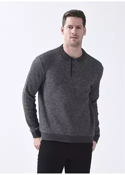 Однотонная серая мужская толстовка с воротником поло Fabrika Comfort