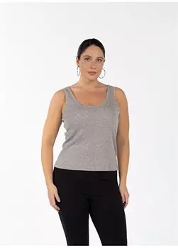 Однотонная серая женская майка с круглым вырезом HOLLY Luokk, серый