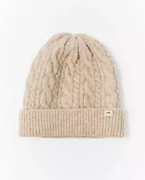 Однотонная шапка косой вязки Sfera, бежевый