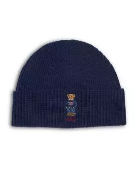однотонная шапка с медведем и флагом Polo Ralph Lauren, цвет Blue