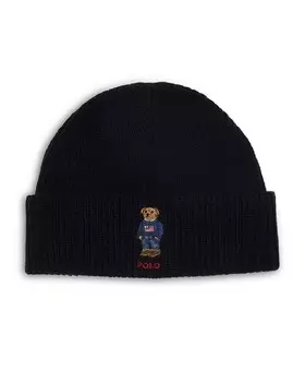 однотонная шапка с медведем и флагом Polo Ralph Lauren, цвет Black