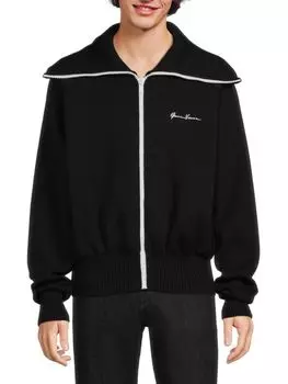 Однотонная шерстяная куртка Versace, черный