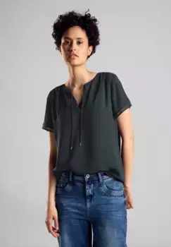 Однотонная шифоновая блузка STREET ONE, зеленый