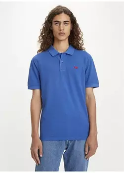 Однотонная синяя мужская футболка-поло Levis