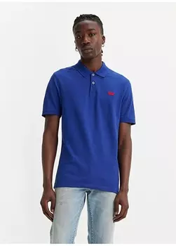 Однотонная синяя мужская футболка-поло Levis