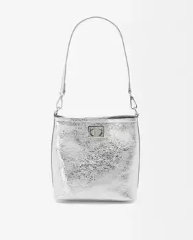 Однотонная сумка через плечо металлического цвета с застежкой на пуговицы Parfois, серебряный