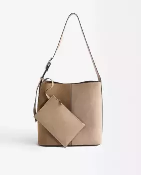 Однотонная сумка через плечо с магнитной застежкой и съемной сумкой для туалетных принадлежностей Parfois, светло-коричневый