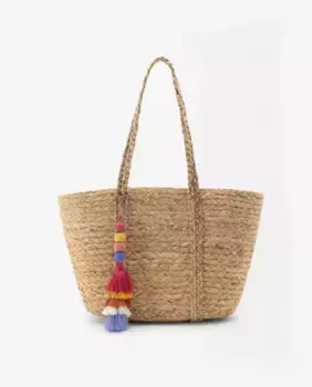 Однотонная сумка через плечо в стиле шоппер с застежкой-молнией и декоративными кисточками Parfois, коричневый