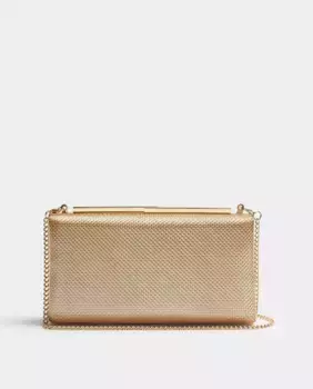 Однотонная сумка для вечеринки на цепочке, трансформируемая в сумку на плечо, с застежкой на пуговицы Parfois, золотой