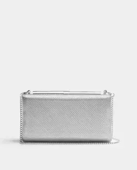 Однотонная сумка для вечеринки на цепочке, трансформируемая в сумку на плечо, с застежкой на пуговицы Parfois, серебрянный